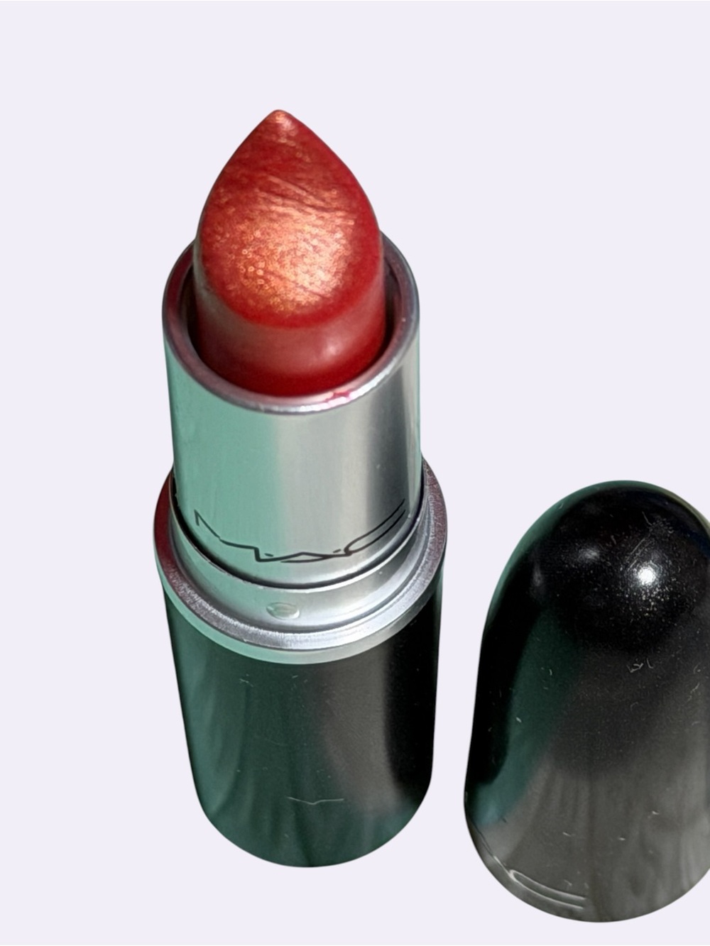 MAC CB 96 Frost Finish Shimmering Red & Gold Lipstick - Picture 2 of 12